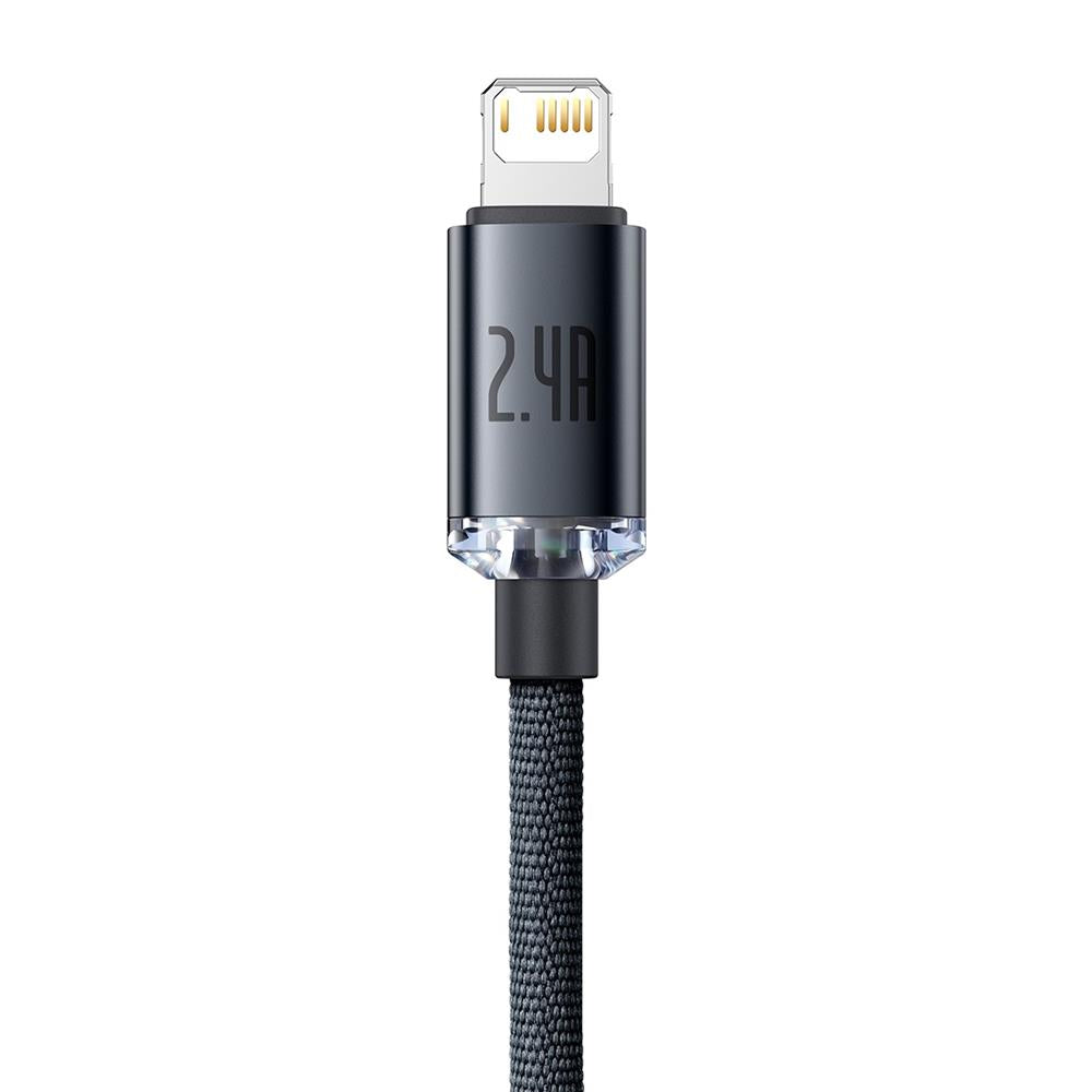BASEUS KABEL CRYSTAL SHINE USB - LIGHTNING 2,0 M 2,4A CZARNY