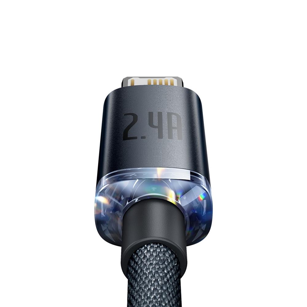 BASEUS KABEL CRYSTAL SHINE USB - LIGHTNING 2,0 M 2,4A CZARNY