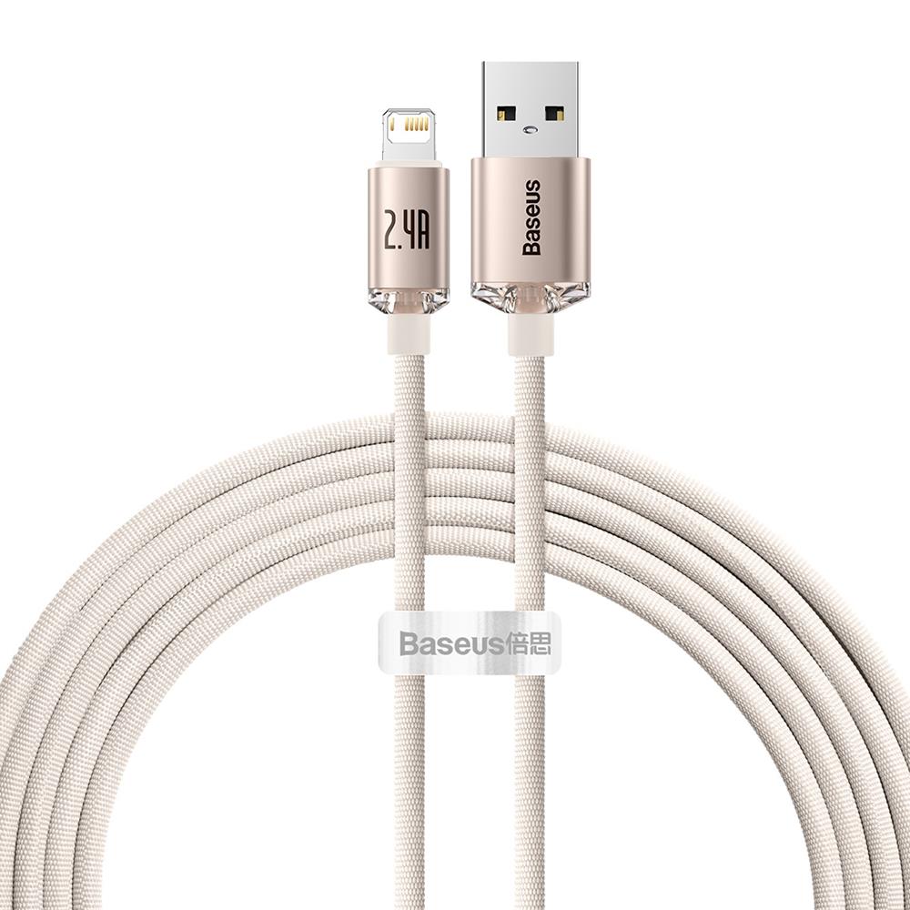 BASEUS KABEL CRYSTAL SHINE USB - LIGHTNING 2,0 M 2,4A RÓŻOWY