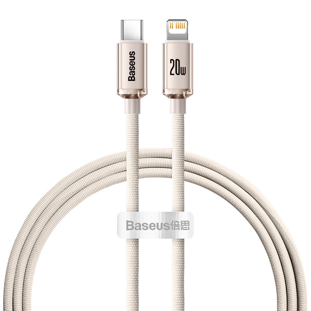 BASEUS KABEL CRYSTAL SHINE USB-C - LIGHTNING 1,2 M 20W RÓŻOWY