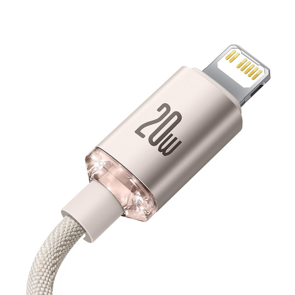 BASEUS KABEL CRYSTAL SHINE USB-C - LIGHTNING 1,2 M 20W RÓŻOWY