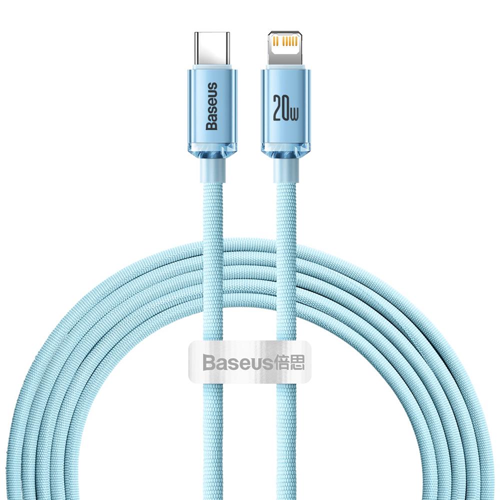 BASEUS KABEL CRYSTAL SHINE USB-C - LIGHTNING 2,0 M 20W JASNO-NIEBIESKI