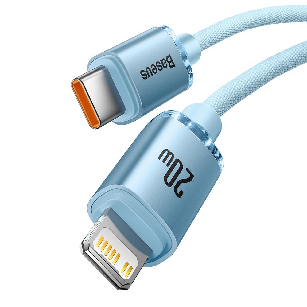 BASEUS KABEL CRYSTAL SHINE USB-C - LIGHTNING 2,0 M 20W JASNO-NIEBIESKI