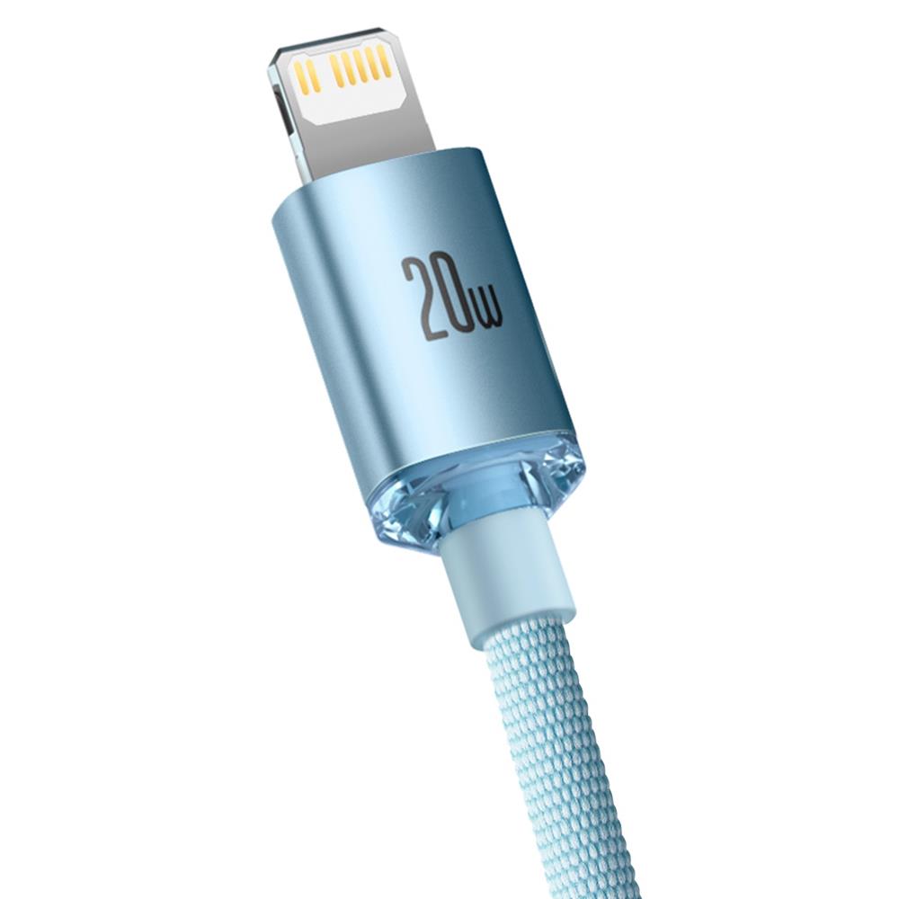 BASEUS KABEL CRYSTAL SHINE USB-C - LIGHTNING 2,0 M 20W JASNO-NIEBIESKI