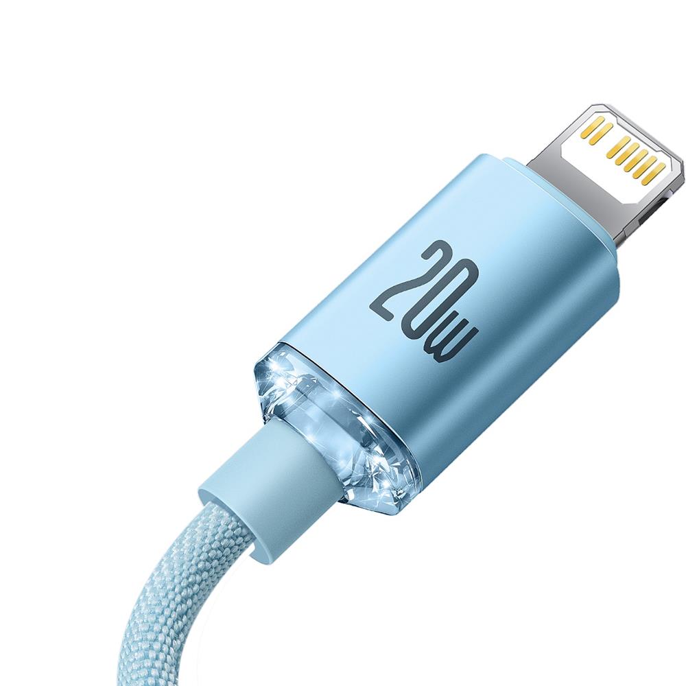 BASEUS KABEL CRYSTAL SHINE USB-C - LIGHTNING 2,0 M 20W JASNO-NIEBIESKI