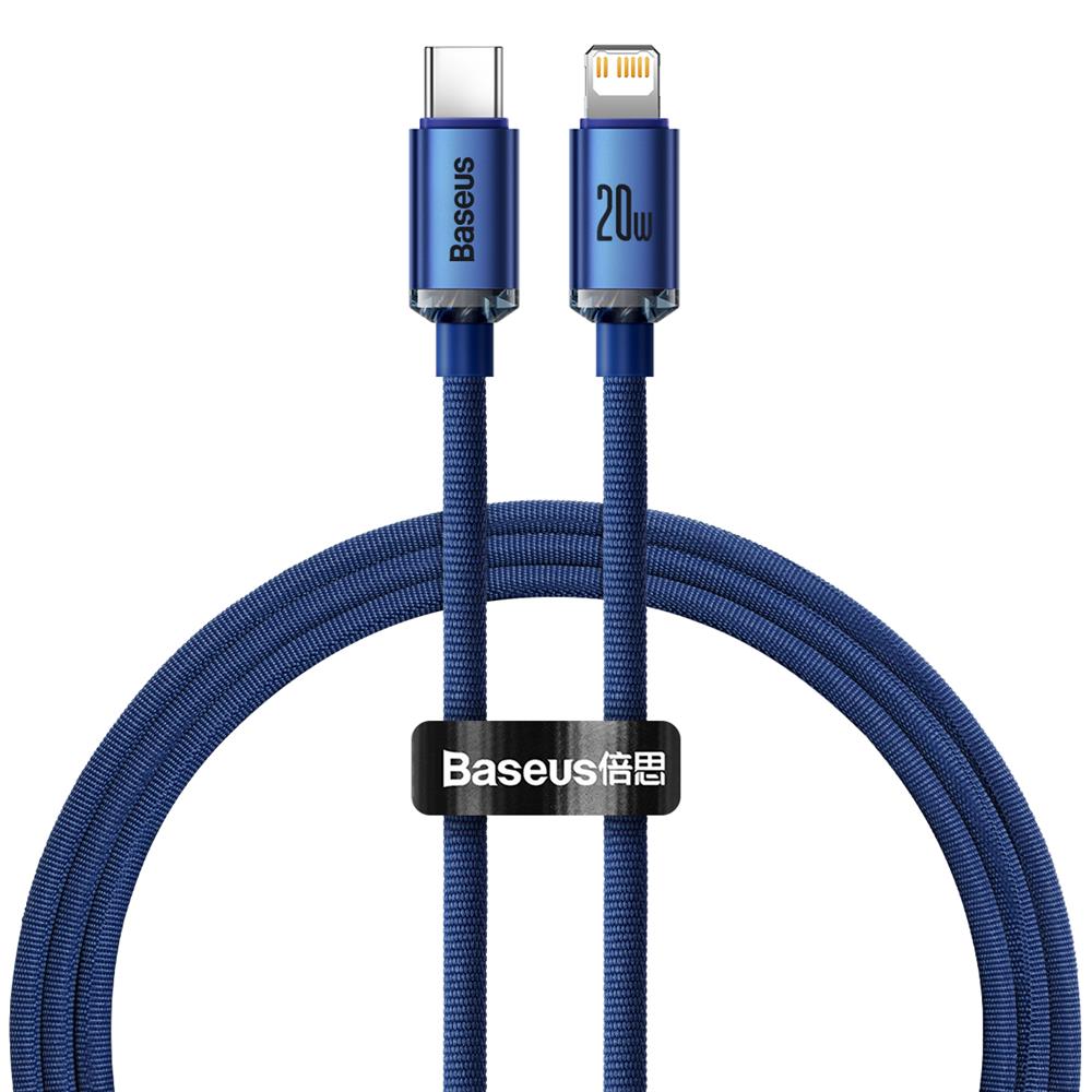 BASEUS KABEL CRYSTAL SHINE USB-C - LIGHTNING 1,2 M 20W NIEBIESKI