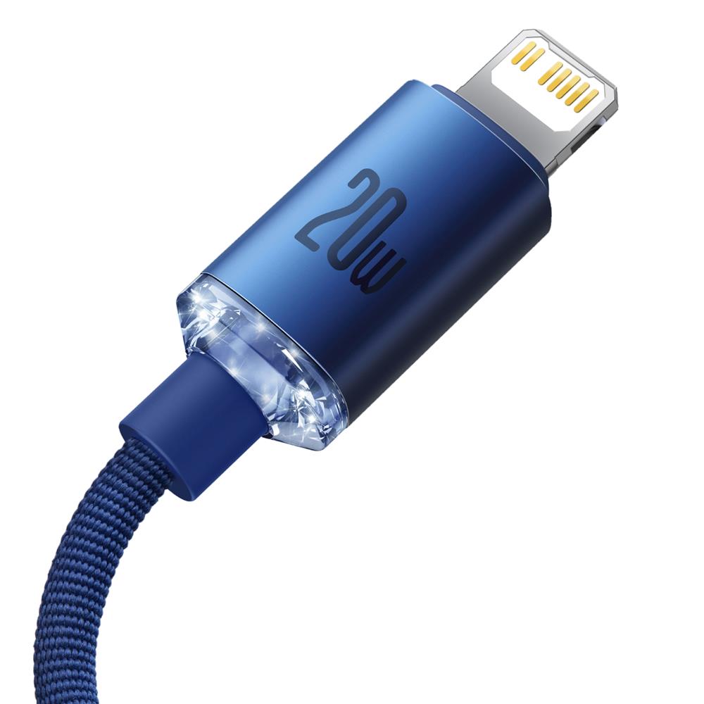 BASEUS KABEL CRYSTAL SHINE USB-C - LIGHTNING 1,2 M 20W NIEBIESKI