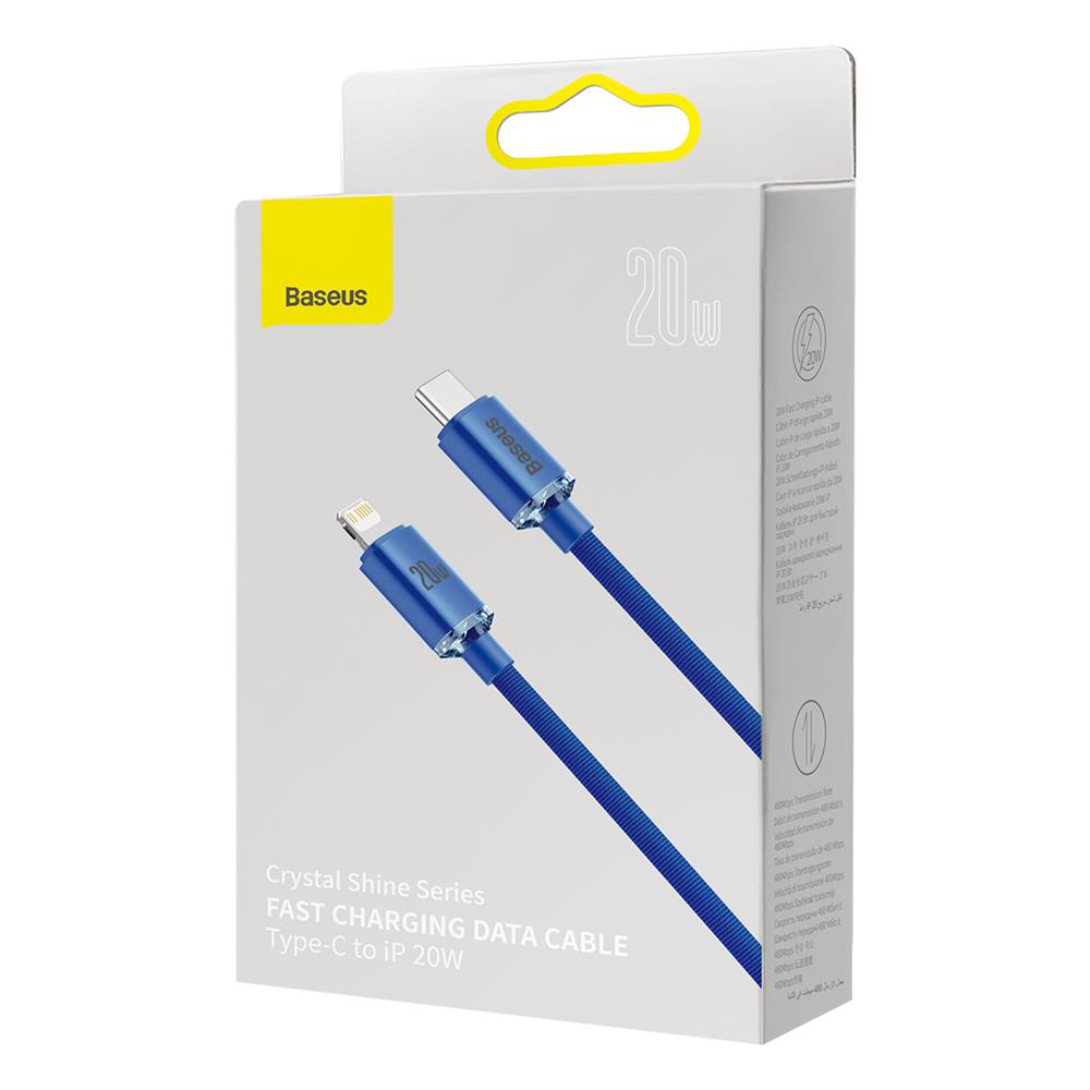 BASEUS KABEL CRYSTAL SHINE USB-C - LIGHTNING 1,2 M 20W NIEBIESKI