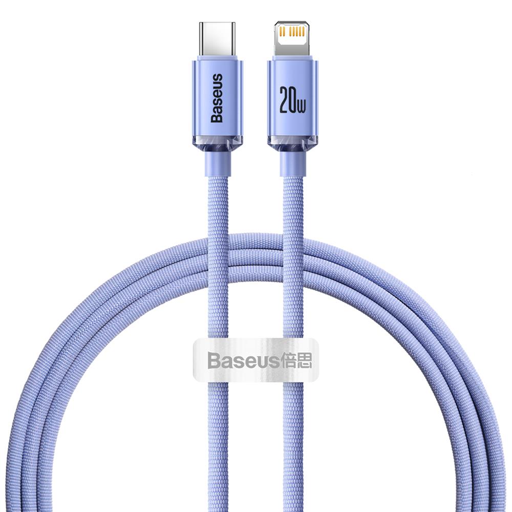 BASEUS KABEL CRYSTAL SHINE USB-C - LIGHTNING 1,2 M 20W FIOLETOWY