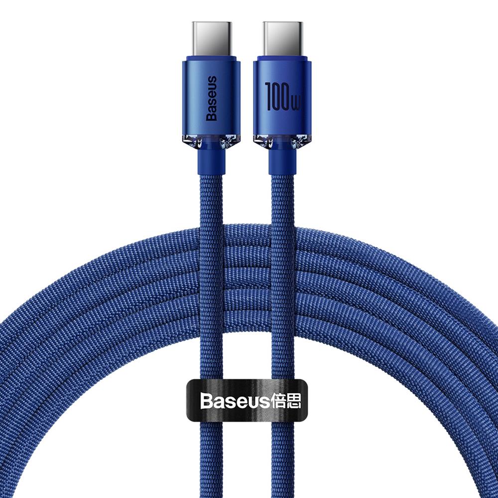 BASEUS KABEL CRYSTAL SHINE USB-C - USB-C 2,0 M 100W NIEBIESKI