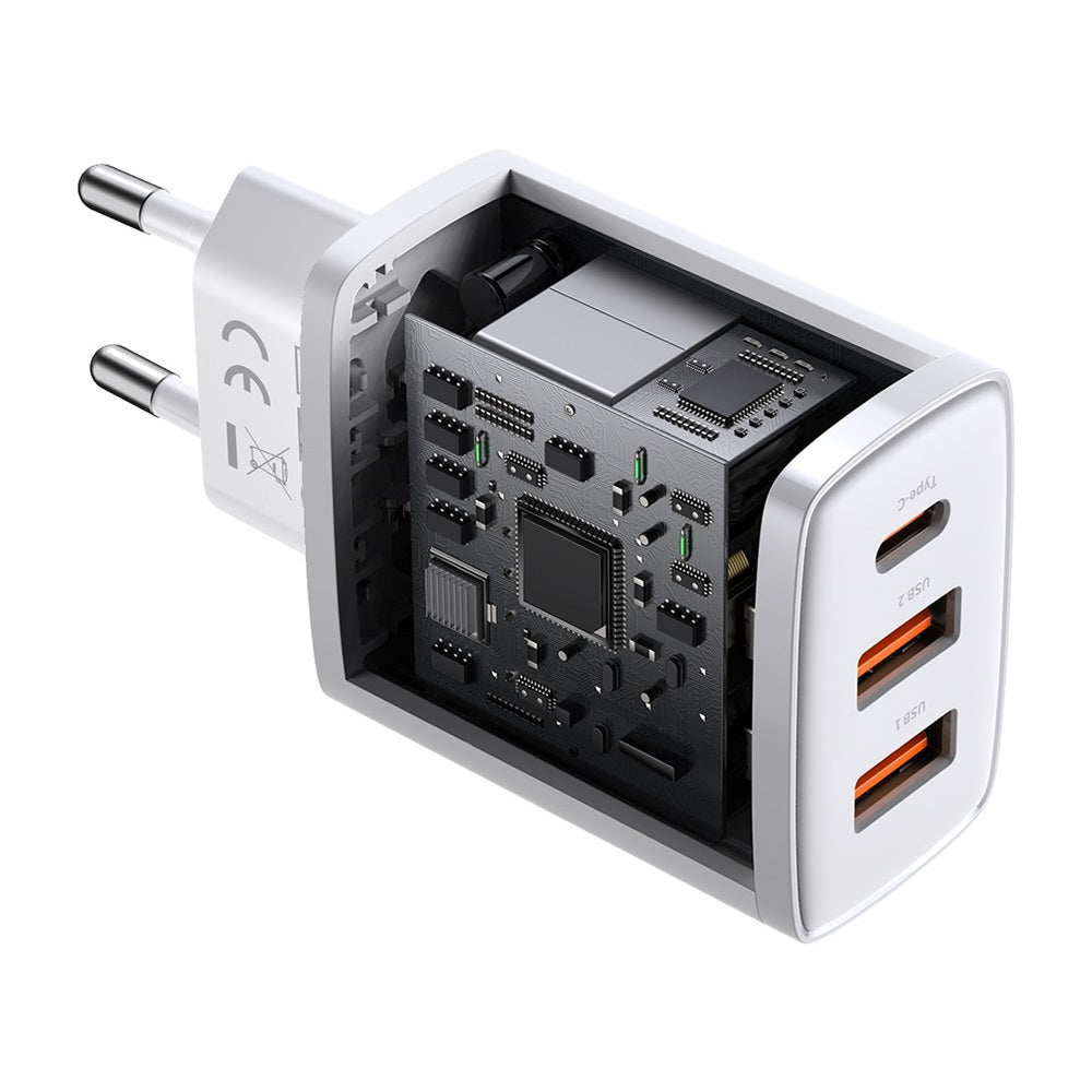 BASEUS ŁADOWARKA SIECIOWA COMPACT PD 30W 1X USB-C 2X USB BIAŁA