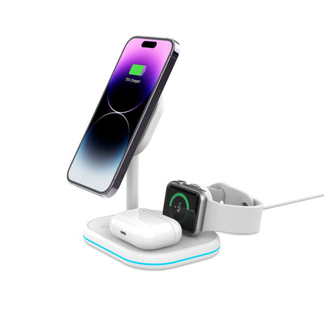 ŁADOWARKA INDUKCYJNA 3W1 TECH-PROTECT QI15W-A27 3IN1 MAGNETIC MAGSAFE WIRELESS CHARGER BIAŁA