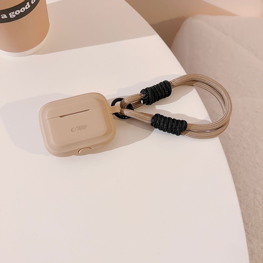 ETUI NA SŁUCHAWKI TECH-PROTECT SILICONE ROPE APPLE AIRPODS PRO 1 / 2 KAWOWE