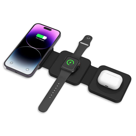 ŁADOWARKA INDUKCYJNA 3W1 TECH-PROTECT QI15W-A24 MAGNETIC MAGSAFE WIRELESS CHARGER CZARNA