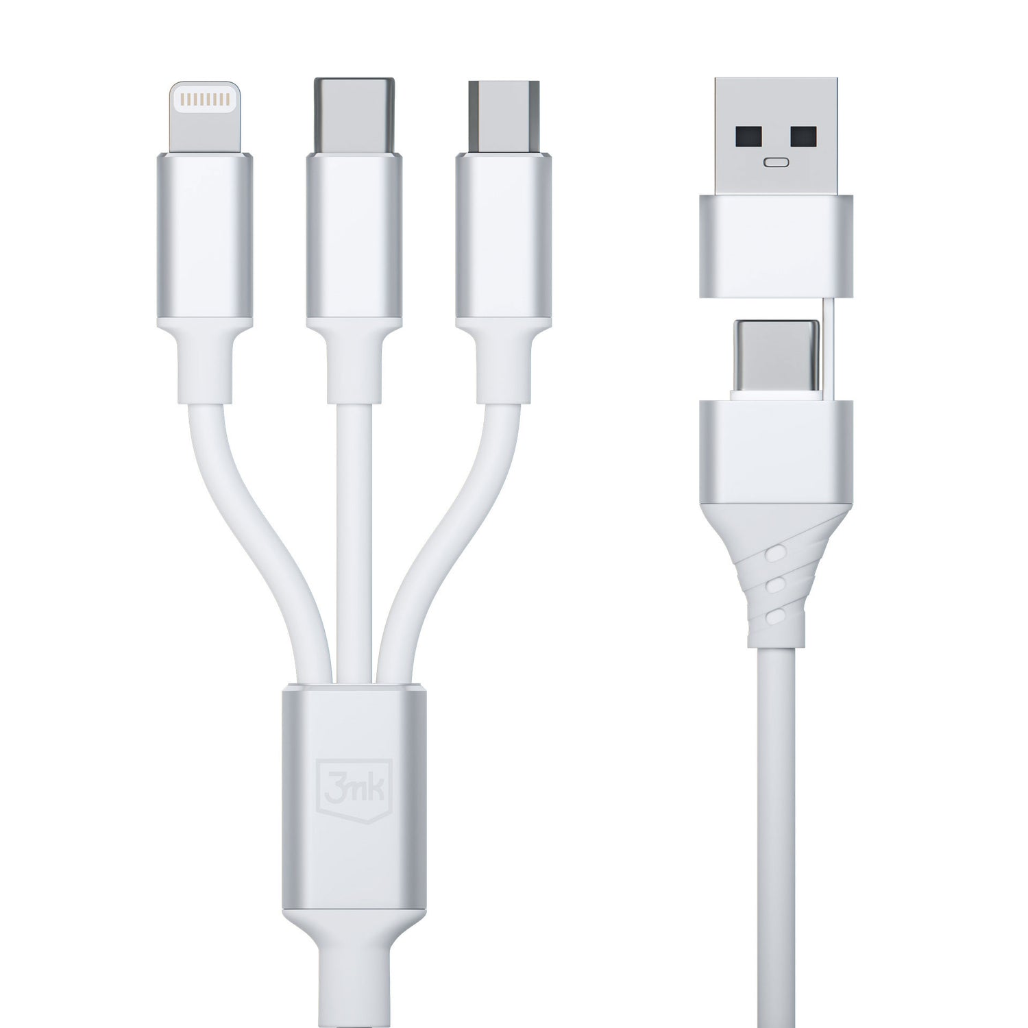 KABEL 3W1 3MK HYPER CABLE 3IN1 A/C TO C/MICRO/LIGHTNING 1.5M WHITE BIAŁY
