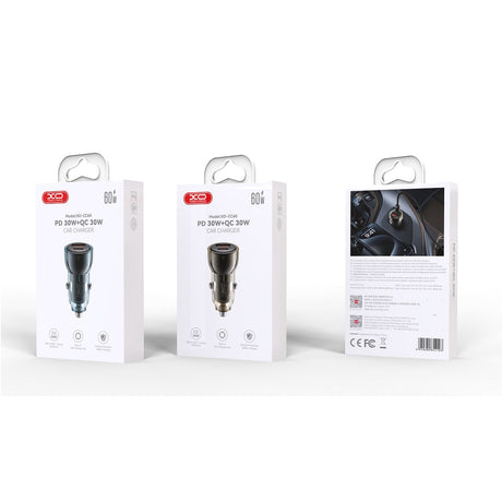 XO ŁADOWARKA SAMOCHODOWA CC60 60W 1X USB 1X USB-C NIEBIESKA