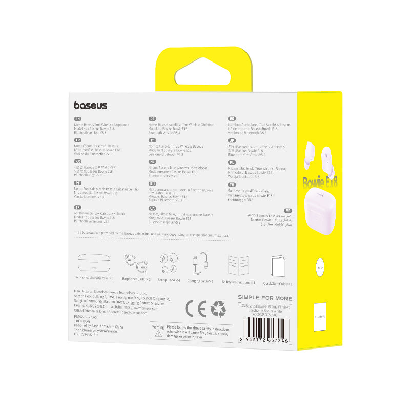 BASEUS SŁUCHAWKI BLUETOOTH BOWIE E18 TRUE WIRELESS EARPHONES FIOLETOWE
