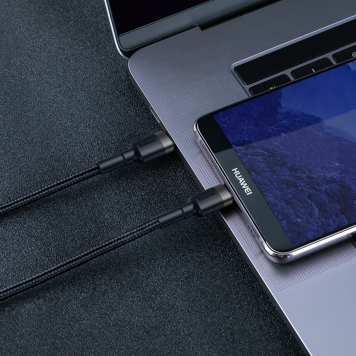 BASEUS KABEL CAFULE PD 2.0 USB-C - USB-C 1,0M 3A SZARO-CZARNY 60W