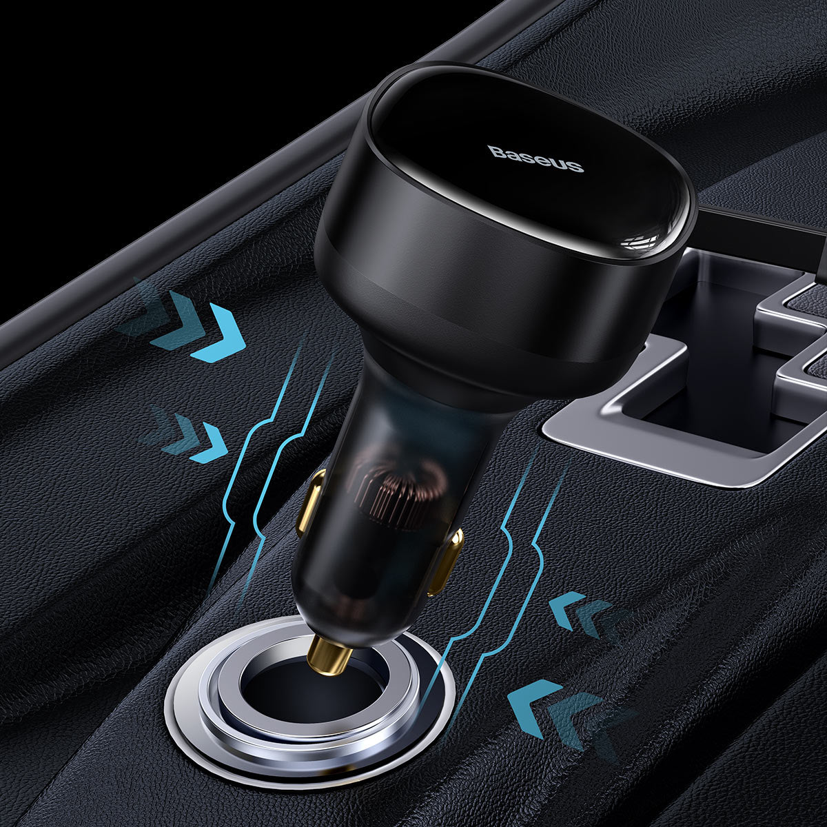 BASEUS ŁADOWARKA SAMOCHODOWA ENJOYMENT RETRACTABLE 2W1 30W CZARNA Z KABLEM 2X USB-C