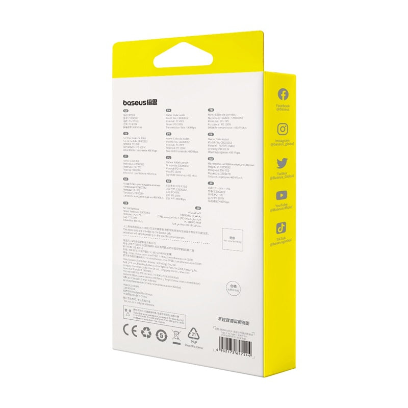 BASEUS KABEL FREE2DRAW MINI RETRACTABLE CHARGING CABLE TYPE-C TO TYPE-C 100W 1M FIOLETOWY