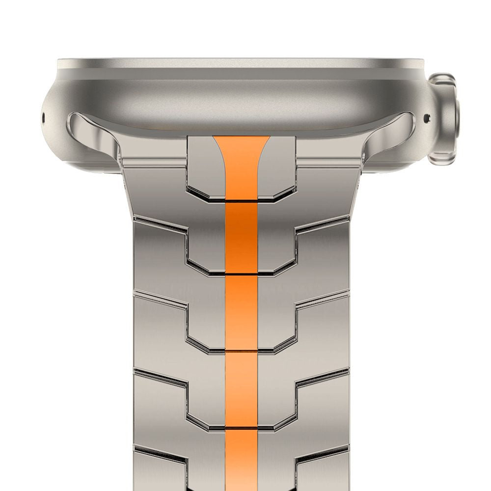 PASEK TECH-PROTECT STAINLESS LINE APPLE WATCH 6 / 7 / 8 / 9 / 10 / SE / ULTRA 1 / 2 (44 / 45 / 46 / 49 MM) TITANIUM/ORANGE