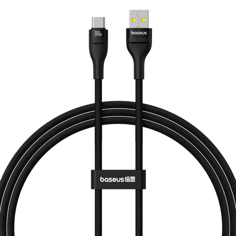 BASEUS KABEL FLASH 2 CHARGING CABLE USB TO USB-C 100W 2M CLUSTER CZARNY
