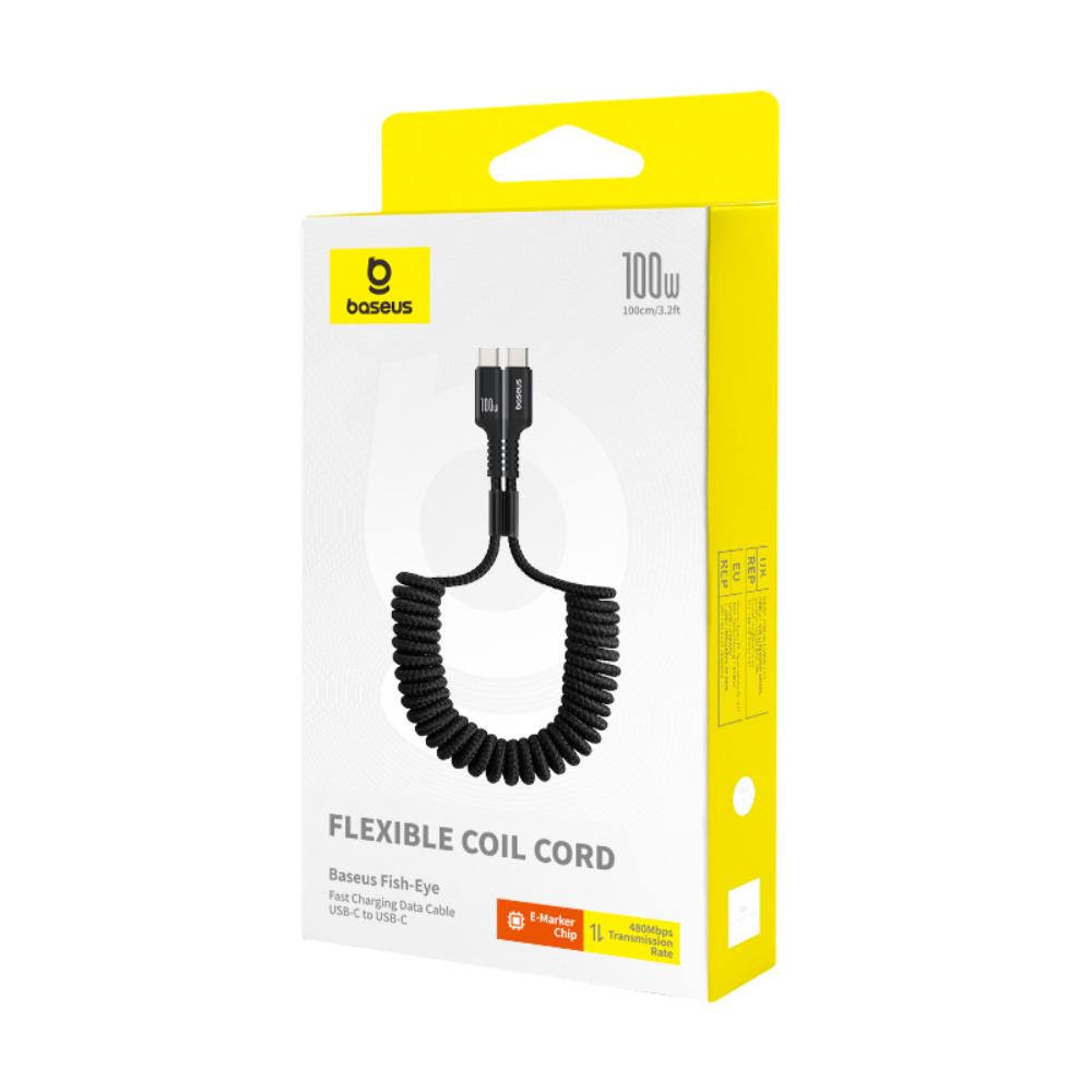 BASEUS KABEL FISH-EYE FAST CHARGING DATA CABLE USB-C TO USB-C 100W 1M CLUSTER CZARNY