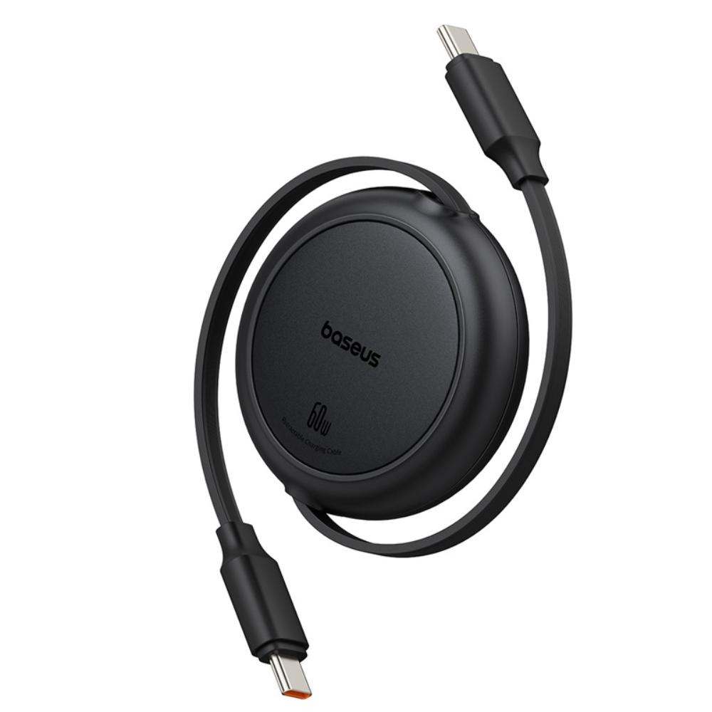 BASEUS KABEL FREE2PULL MINI CHARGING CABLE USB-C TO USB-C 60W 1M CLUSTER CZARNY