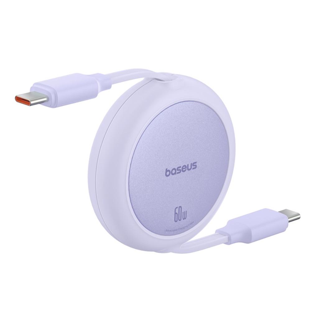 BASEUS KABEL FREE2PULL MINI CHARGING CABLE USB-C TO USB-C 60W 1M FIOLETOWY