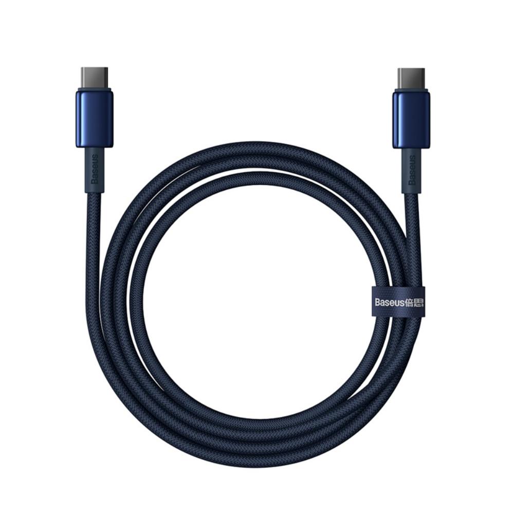 BASEUS KABEL TUNGSTEN GOLD FAST CHARGING DATA CABLE TYPE-C TO TYPE-C 100W 1M NIEBIESKI