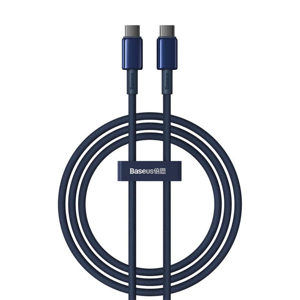 BASEUS KABEL TUNGSTEN GOLD FAST CHARGING DATA CABLE TYPE-C TO TYPE-C 100W 1M NIEBIESKI