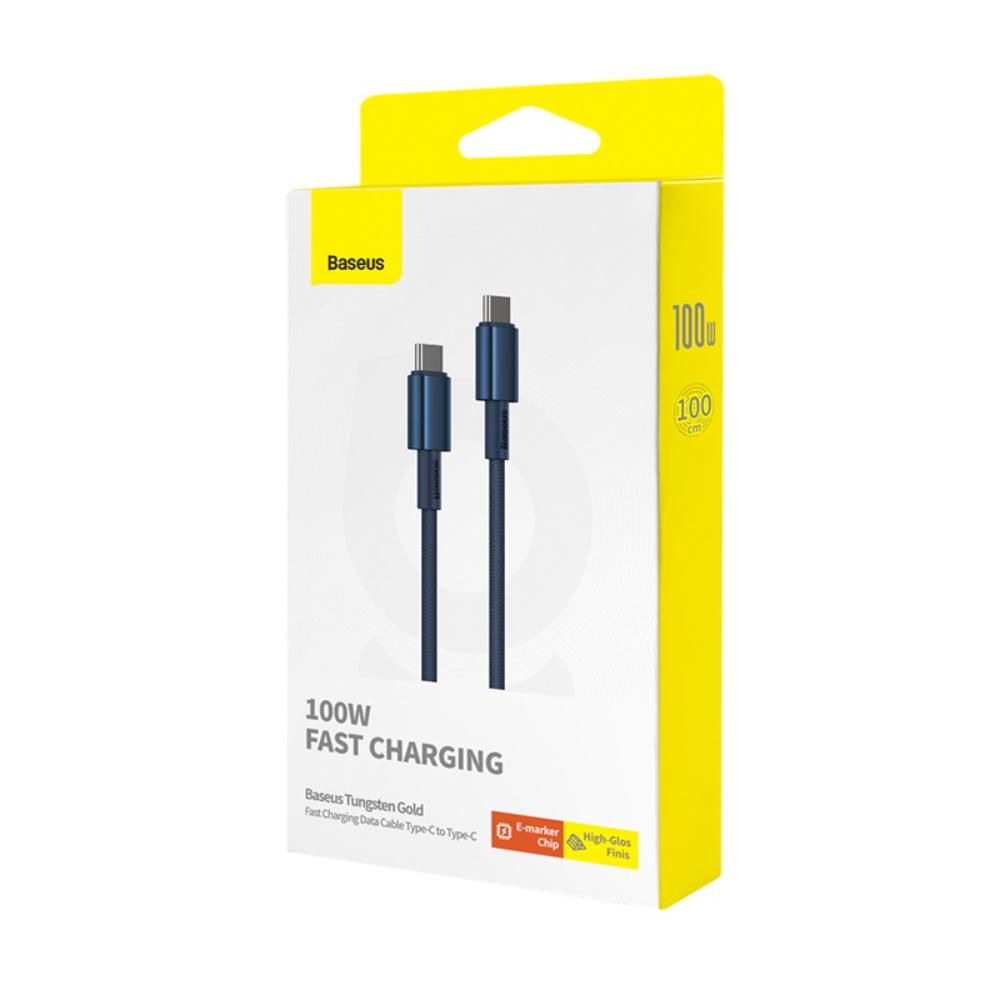 BASEUS KABEL TUNGSTEN GOLD FAST CHARGING DATA CABLE TYPE-C TO TYPE-C 100W 1M NIEBIESKI