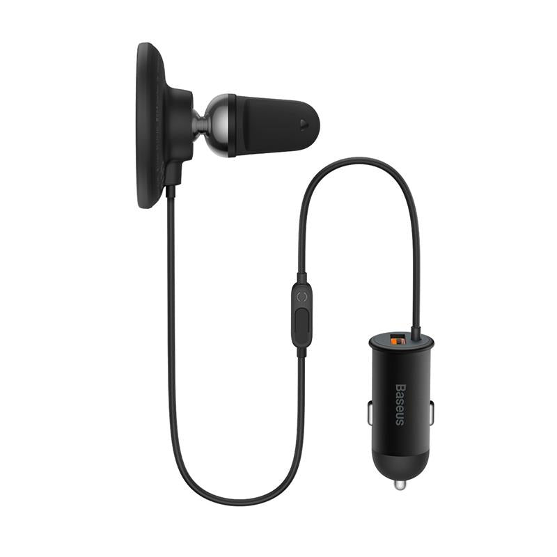 BASEUS UCHWYT SAMOCHODOWY CW01 3W1 Z FUNKCJĄ ŁADOWANIA BEZPRZEWODOWEGO 15W I ŁADOWARKĄ SAMOCHODOWĄ USB-C 25W CZARNY