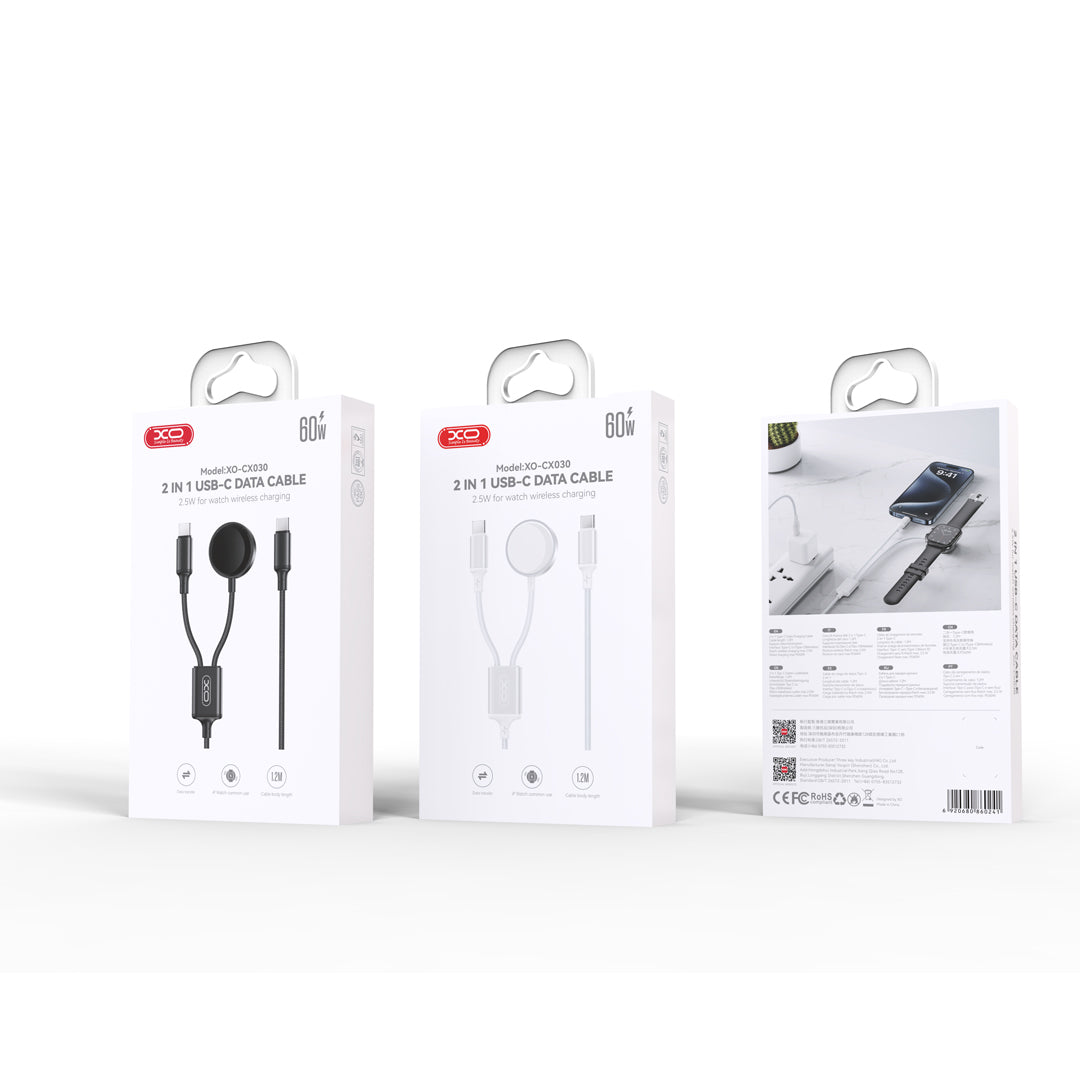 XO ŁADOWARKA BEZPRZEWODOWA INDUKCYJNA CX030 BIAŁA DO APPLE WATCH Z KABLEM USB-C -USB-C