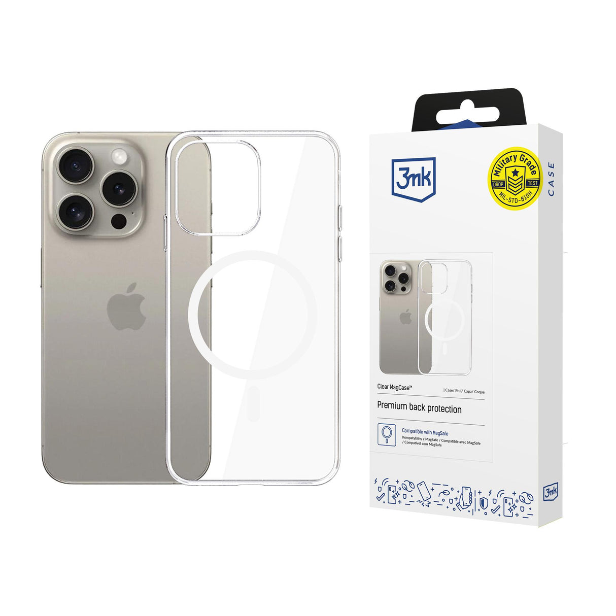 ETUI APPLE IPHONE 15 PRO - 3MK CLEAR MAGCASE