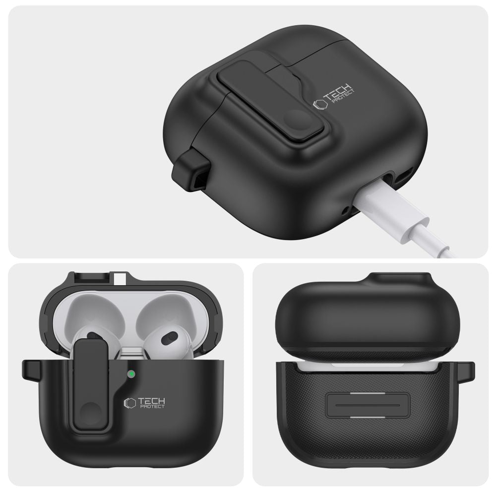 ETUI NA SŁUCHAWKI TECH-PROTECT SLIM HOOK APPLE AIRPODS 4 CZARNE