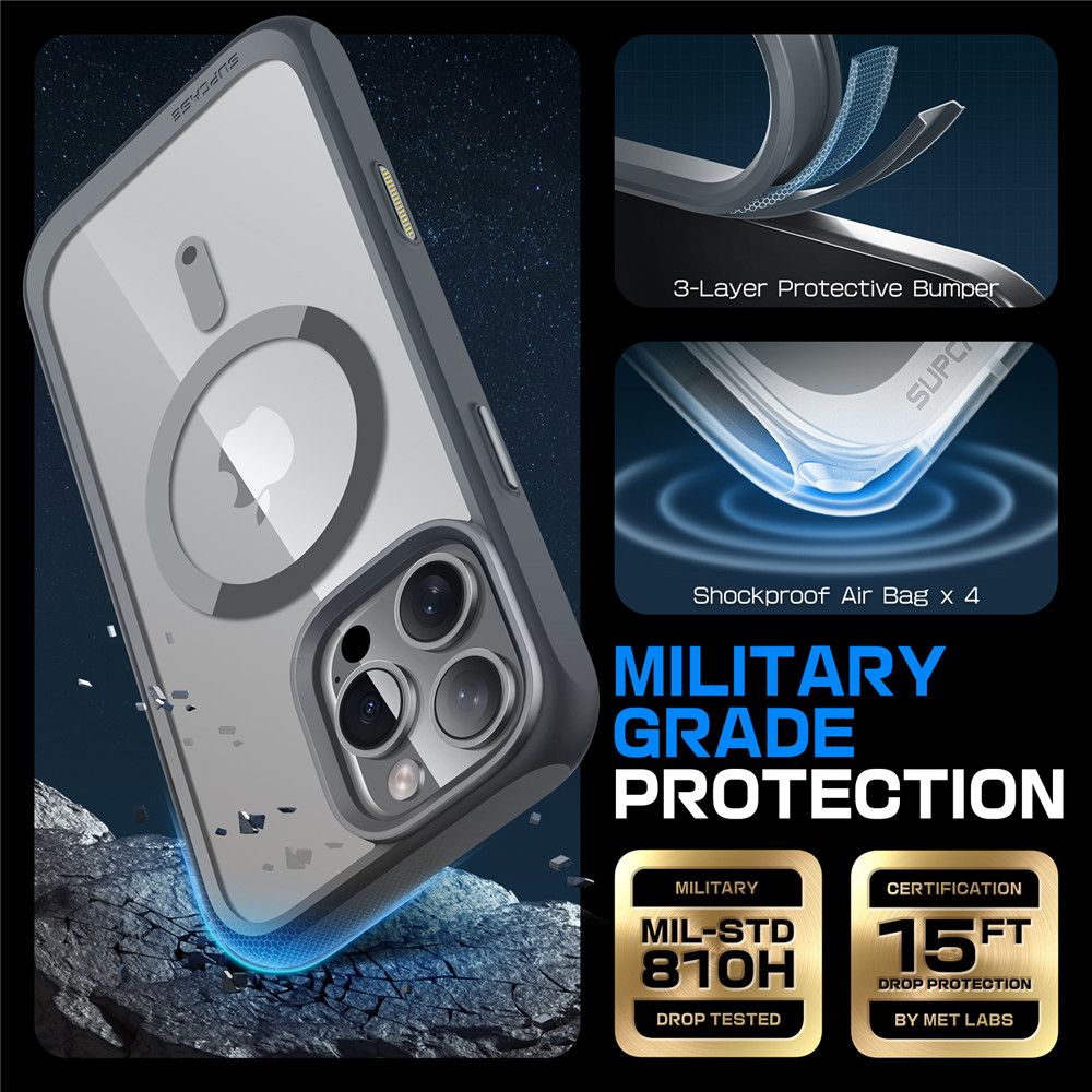 ETUI SUPCASE UB MAG MAGSAFE IPHONE 16 PRO MAX SZARE
