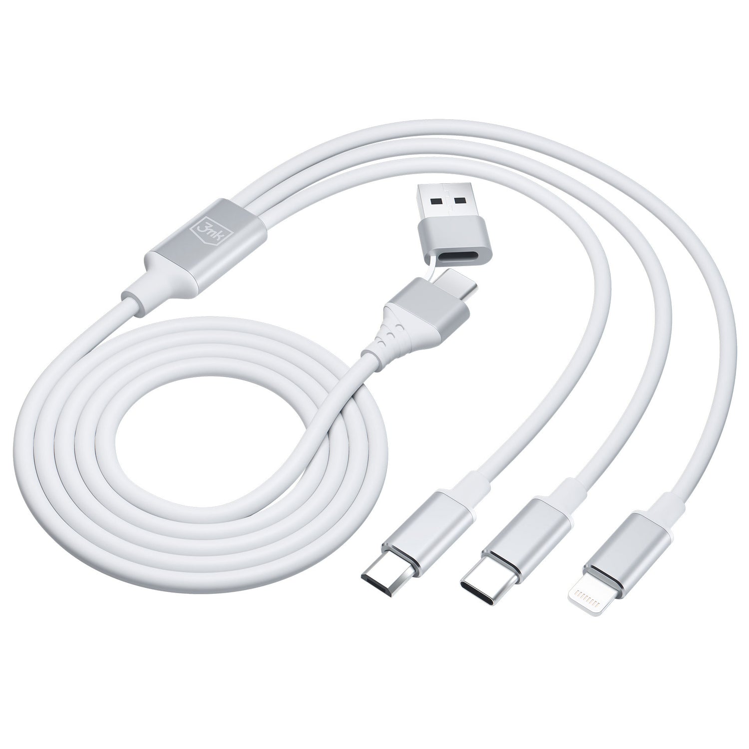 KABEL 3W1 3MK HYPER CABLE 3IN1 A/C TO C/MICRO/LIGHTNING 1.5M WHITE BIAŁY