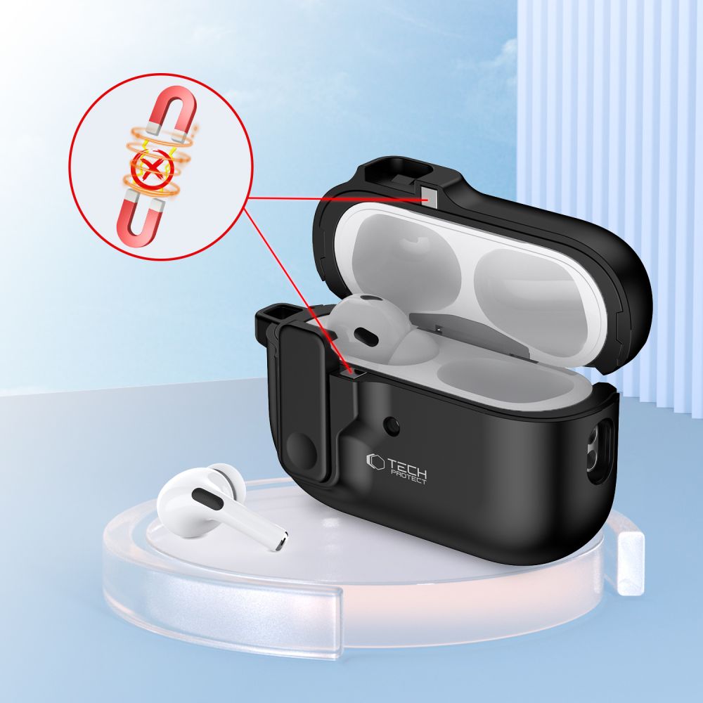 ETUI NA SŁUCHAWKI TECH-PROTECT SLIM HOOK APPLE AIRPODS PRO 1 / 2 BLACK CZARNE