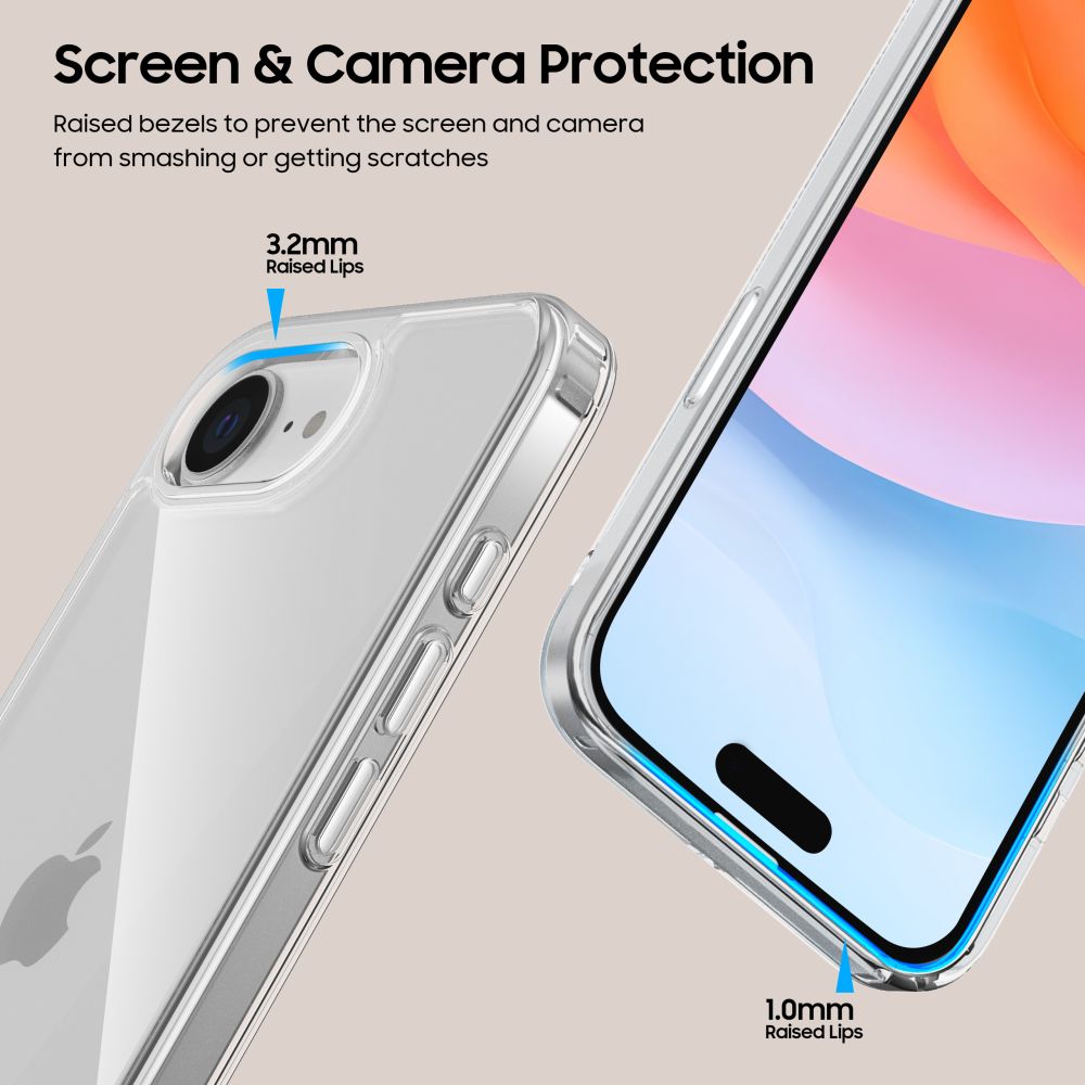 ETUI TECH-PROTECT FLEXAIR HYBRID IPHONE 16E CLEAR TRANSPARETNE