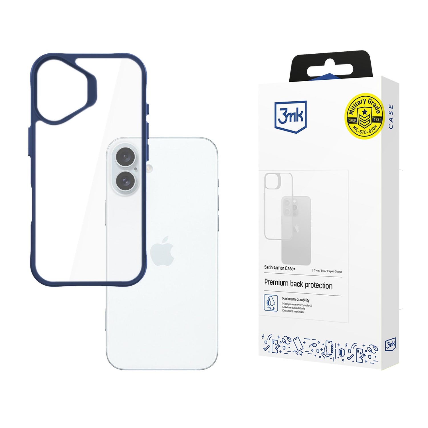 ETUI APPLE IPHONE 16 PLUS - 3MK SATIN ARMOR CASE+ BLUE NIEBIESKIE