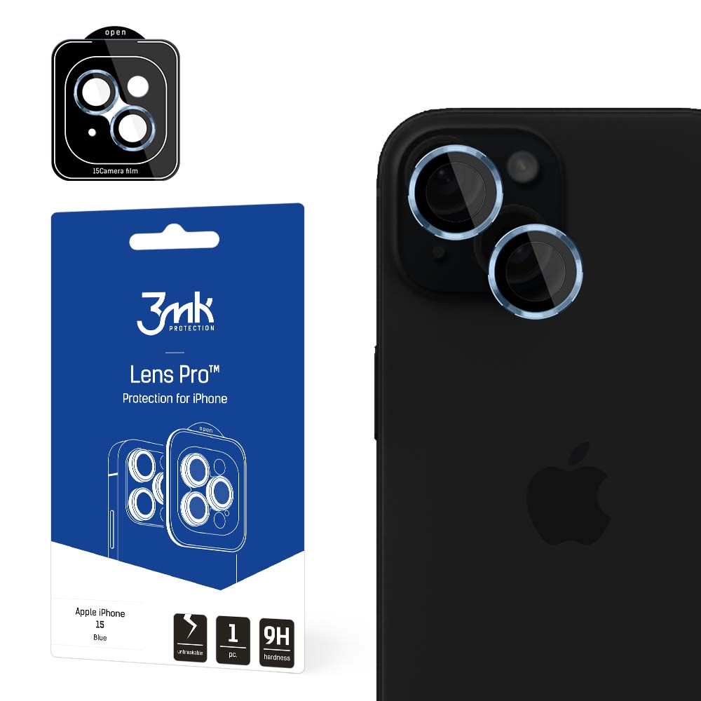 SZKŁO NA APARAT APPLE IPHONE 15 - 3MK LENS PROTECTION PRO BLUE NIEBIESKIE
