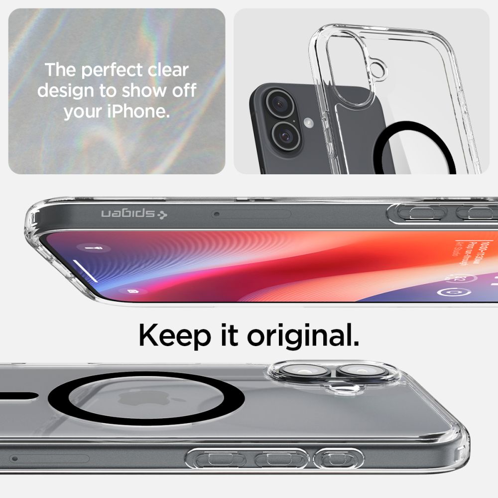 ETUI SPIGEN ULTRA HYBRID MAG MAGSAFE IPHONE 16 PLUS TRANSPARETNO CZARNE