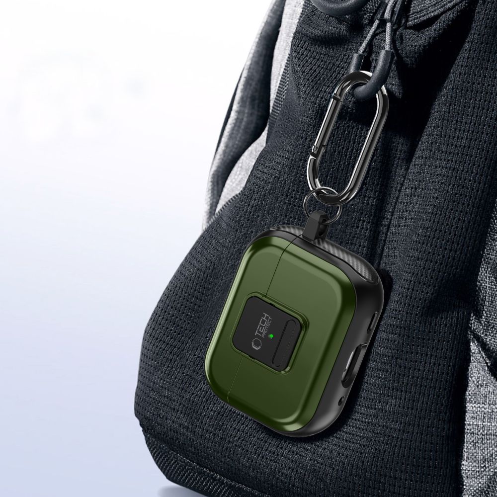 ETUI NA SŁUCHAWKI TECH-PROTECT DEFENDER HOOK MAGSAFE APPLE AIRPODS PRO 1 / 2 OLIWKOWE