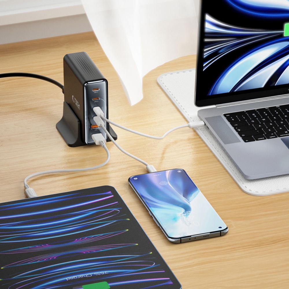STACJA ŁADOWANIA ŁADOWARKA TECH-PROTECT DC80W-GAN 6-PORT DESKTOP CHARGER PD80W/QC3.0 CZARNA