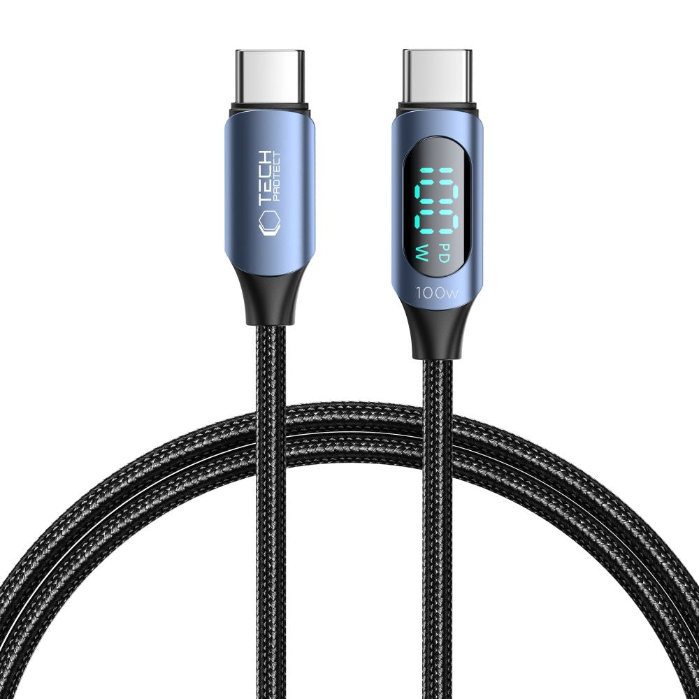 KABEL TECH-PROTECT ULTRABOOST LED TYPE-C CABLE PD100W/5A 100CM NIEBIESKI