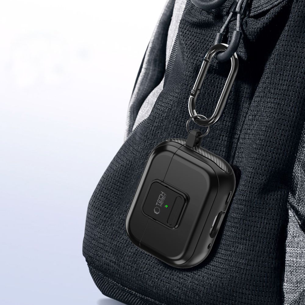 ETUI NA SŁUCHAWKI  TECH-PROTECT DEFENDER HOOK MAGSAFE APPLE AIRPODS PRO 1 / 2 CZARNE