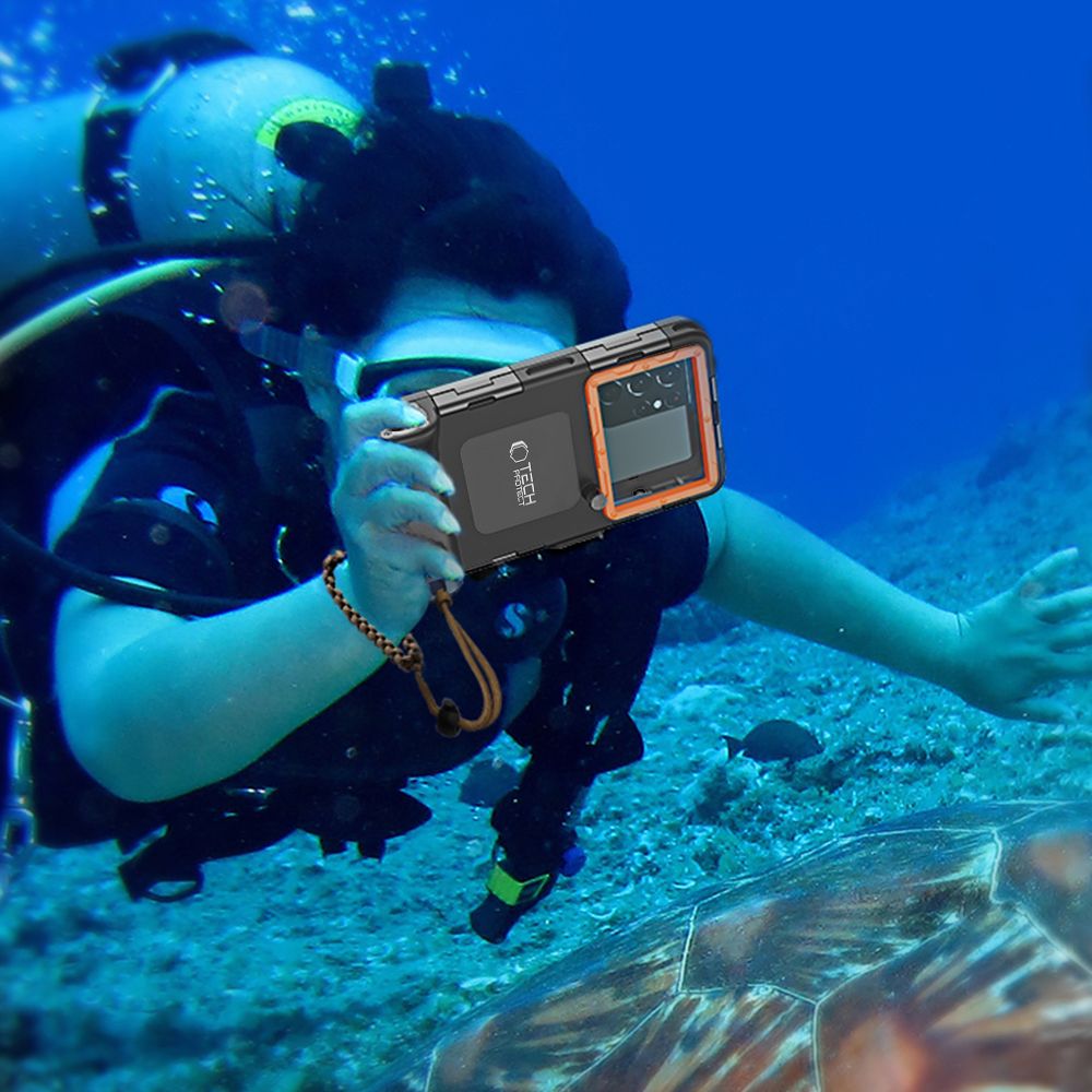 ETUI WODOODPORNE TECH-PROTECT IPX8 UNIVERSAL DIVING WATERPROOF CASE CZARNO POMARAŃCZOWE