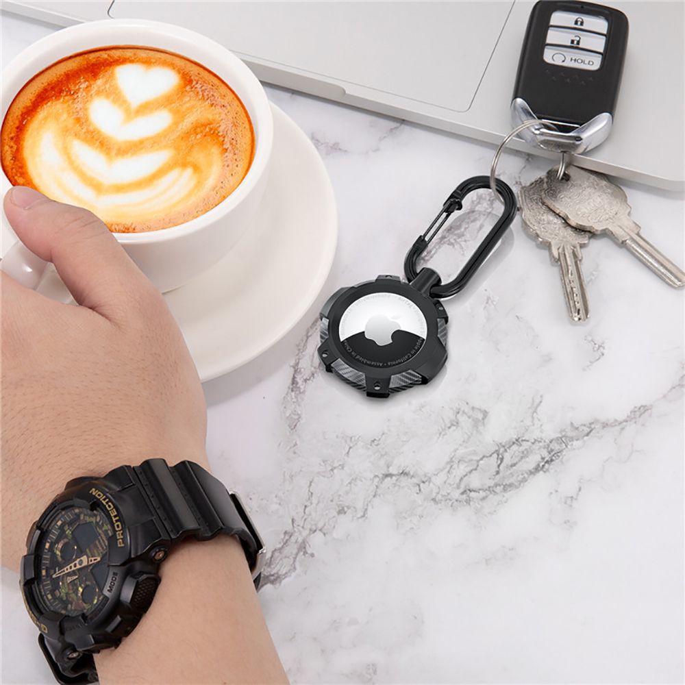 ETUI TECH-PROTECT TPUCARBON APPLE AIRTAG BLACK CZARNE