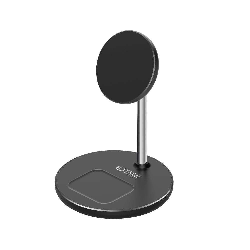 ŁADOWARKA INDUKCYJNA 2W1 TECH-PROTECT QI15W-A21 2IN1 MAGNETIC MAGSAFE WIRELESS CHARGER CZARNA